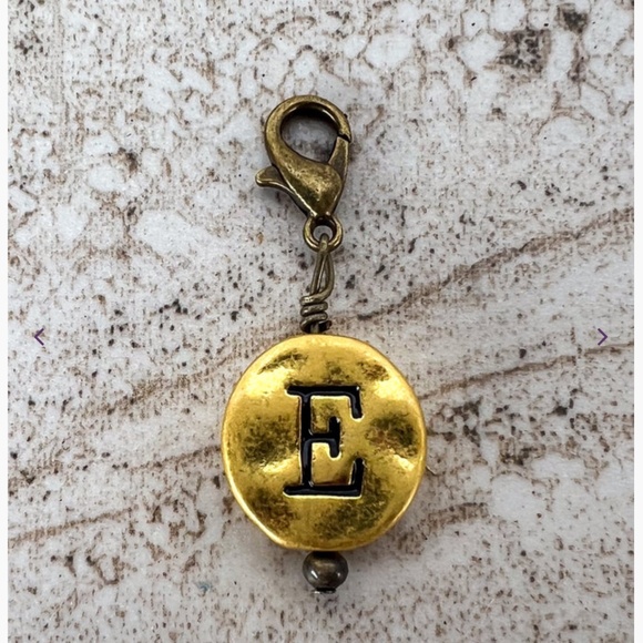 Boho “ E “ Vintage Gold Circle Letter E Charm - Picture 1 of 3